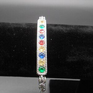Bracelet, Multi Color Simulated Diamond Bolo Bracelet in Stainless Steel 9.00 ct